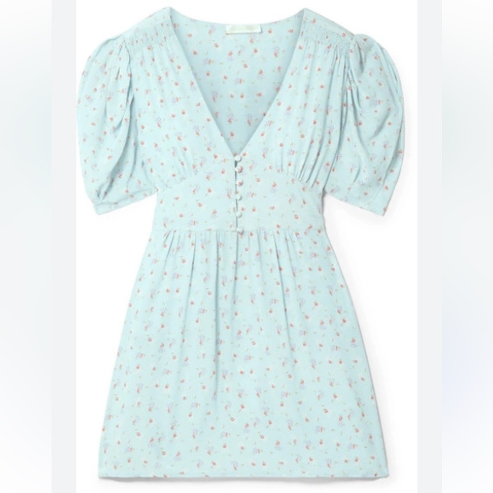 LoveShackFancy Light Blue Floral Dress